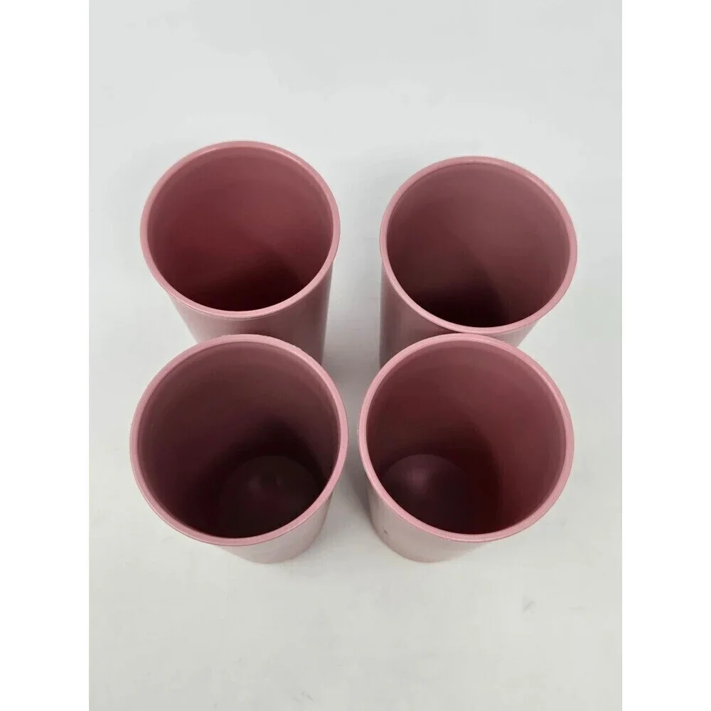 VINTAGE TUPPERWARE SET OF 4 TALL TUMBLERS DUSTY ROSE PINK 12 OZ DRINKWARE 1990S